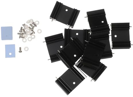 VILLCASE 40pc Aluminum Heat Sink Kit with Insulator and Screws for To-220 Mosfet Voltage Regulator Cooling, Suitable for Electronics Cooling and Computer Components Maintenance Random Color