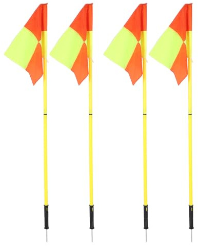 Yechiry Drapeaux D'angle de Football de 5 Pieds, Ensemble de 4 Poteaux D'entraînement de Football avec des Poteaux de 1,5 M de Couleurs Vives et un Sac de Rangement pour le Terrain et