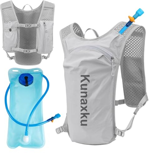 Laufrucksack,Laufweste Damen und Herren, verstellbare Laufweste mit 2000ml Trinkflasche, 5L Running Vest Reflektierende Trinkrucksack mit Handyhalterung, geeignet für Outdoor Läufe,Jogging,Wanderungen