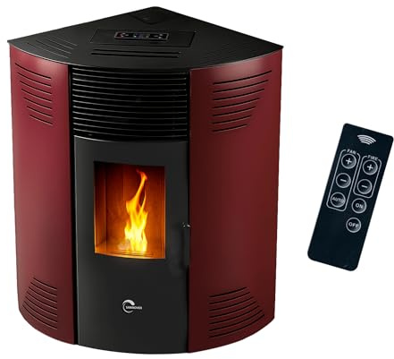 Stufa a pellet angolare Iseos 12,2 kW Bordeaux Sannover