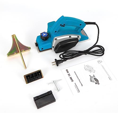 800 W elektrisk hyvelmaskin, 16 000 rpm handhyvling trähyvel trähyvelmaskin, hyvelbredd 82 mm hyveldjup 1–2 mm, för träbearbetning, dörrar och möbler