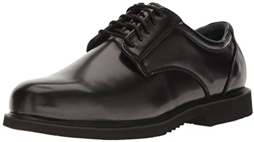 Thorogood Uniform Classics Oxford Black Dress Shoes for Men Featuring High-Shine Leather, Removable EVA Comfort Insole, and Slip-Resistant Blown Rubber Outsole, Black - 10 XW