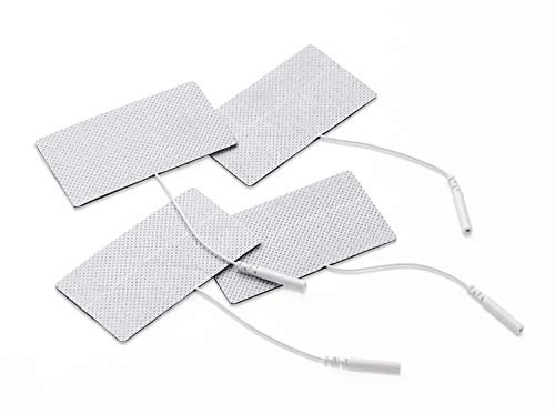 Promed tygelektrod 45 x 80 mm, 4 stycken, självhäftande Tens elektroder med 2 mm kontaktanslutning för TENS/EMS enheter, återanvändbar