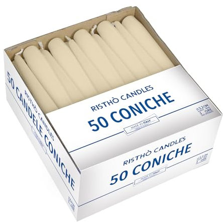 Cereria di Giorgio Risthò Candele Coniche per Candeliere, Cera, Avorio, 2.2 x 25 cm, 50 unità