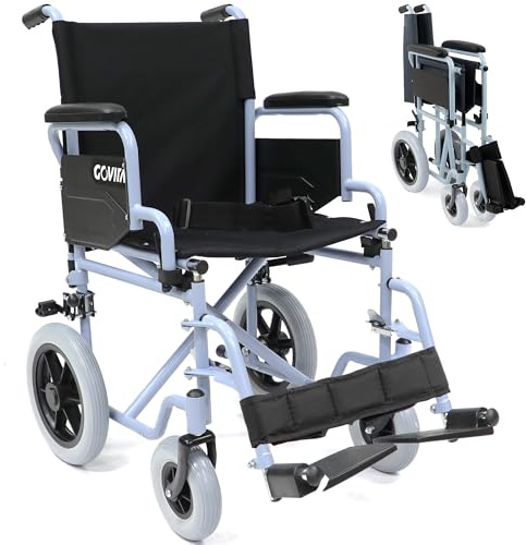 GOVITA - Sedia a rotelle pieghevole da transito leggera - Carrozzina richiudibile per disabili ed anziani, doppio sistema di stazionamento,Cintura di sicurezza,Garanzia Italia 24 mesi
