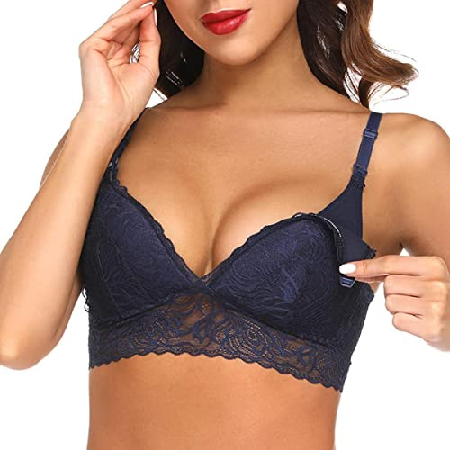 TBSCWYF Bequem Schwangerschafts BH Damen Umstands-BH Ohne Bgel mit Spitze Triangel-BH mit Spitzen Damen Still BH Leicht Gepolstert