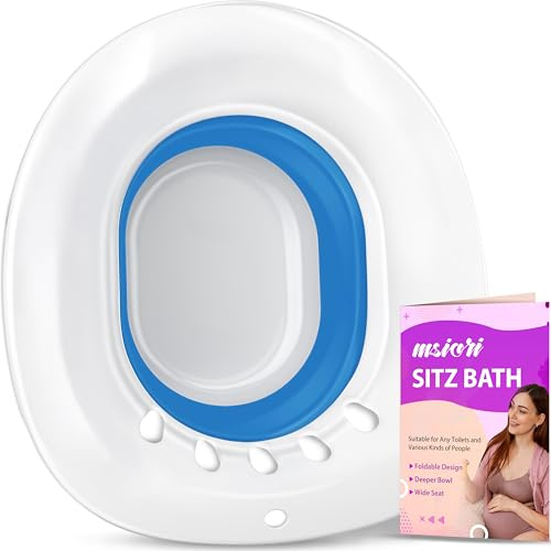 Sitz Bath for Hemorrhoids, Sitz Bath for Postpartum Care - Suitable for Pregnant Women and Perineal Care, Sits Bath Kit for Women - Collapsible Storage, Wide Seat