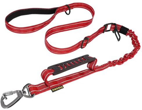 AUBELL Guinzaglio per cani, guinzaglio riflettente per cani resistente, con cintura di sicurezza per auto e manico imbottito, guinzaglio tattico per cani per passeggiate, guinzaglio da addestramento