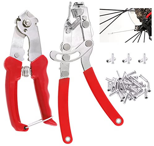 Swpeet 102 st professionell legering cykelkabeländar kabeländkrimpar och kabeltråd i rostfritt stål och höljesskärare sax med bromsomkopplare, växelkabel, bromsok dragare, tång verktyg