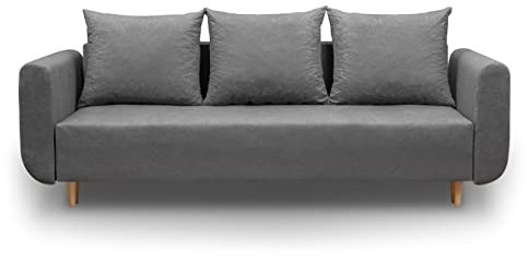 bonni Schlafsofa Lugo, Sofa mit Bettkasten und Schlaffunktionn, Klappsofa, Schlafcouch, Bettsofa, Couch vom Hersteller, Couchgarnitur, Sofagarnitur (grau)
