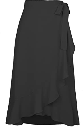 Kuukaas Wrap Skirt Women's Long Asymmetrical Skirt High Waist Midi Skirt Women's Summer