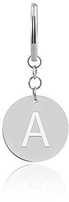 Llavero letra con chip de compra - Colgante personalizado con grabado en acero inoxidable plateado - Liberador de carro de la compra para todos los carros de la compra (Letra A)