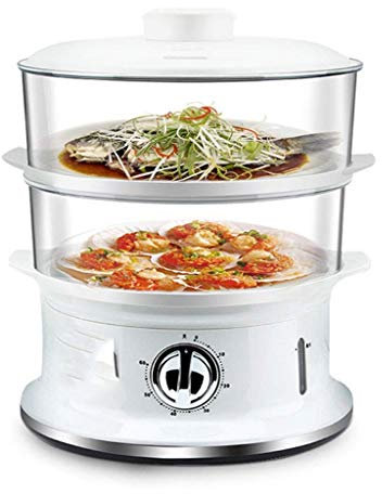 OQHAIR Vaporiera elettrica a Riscaldamento rapido da 900 W Vaporiera per Verdure da 6 Litri Senza BPA Cestello impilabile a 2 Strati