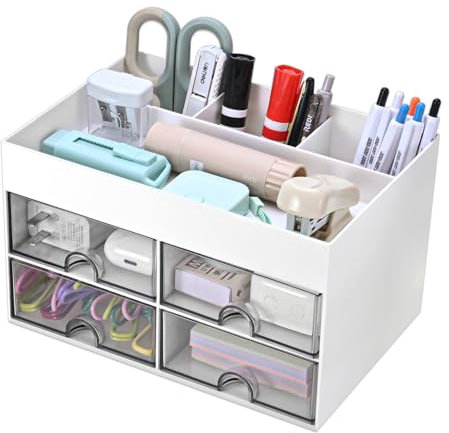 MumdoYAL Organizador de escritorio con compartimentos para accesorios: Cajones prácticos para una organización perfecta del escritorio.