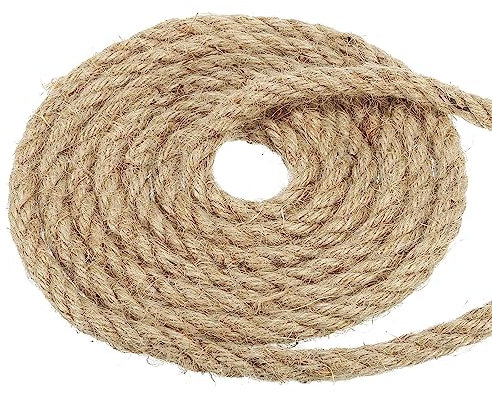 PATIKIL 3/8 Pulgadas 85.3 Pies Yute Cuerda, Natural Manila Cuerda 4 Hilos Torcido Grueso Pesado Cordel Cuerda para Tirar y Aflojar Jardinería Hogar Decoración