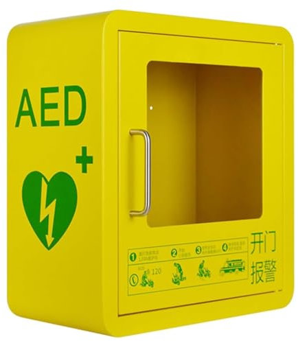 Armoires de Rangement pour défibrillateur AED, boîte de Rangement Murale AED avec poignée/clé et Alarme, fenêtre en Verre Transparent et Coins arrondis, pour la Maison, Le Bus