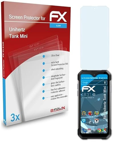 atFoliX Schutzfolie kompatibel mit Unihertz Tank Mini Folie, ultraklare FX Displayschutzfolie (3X)