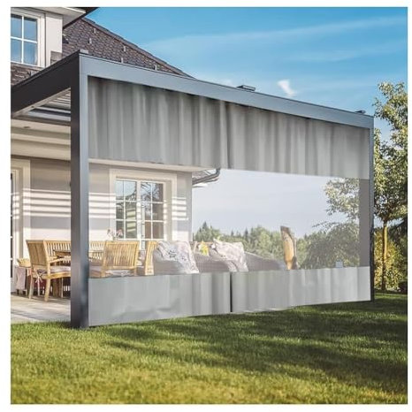 Vinyle Industriel Rideaux De Magasin Séparateur De Garage, Cloison De Séparation Transparente Rideaux D'extérieur, Imperméable À La Pluie Panneaux De Portes pour Gazebo en Bois(4X2.1M/13x6.9FT)