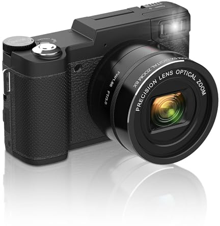 4K Digitalkamera för Fotografering Autofokus 48 MP Vloggningskamera för YouTube, 8X Digital Zoom Kompaktkamera, 3 Tums Skärm, Blixt, för Vuxna Tonåringar