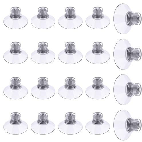 Flintronic 20 PCS Suction Cups, 25mm Clear Suction Pads Plastic Sucker Pads, Suction Holder with Knurled Nut Window Suckers for Glass Mirror Window Wall Door and Other Smooth Flat