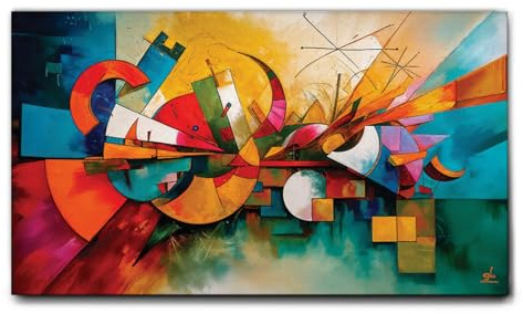 Giallobus - Quadro - 17 - Città astratta - Tela Canvas Telaio Standard - 140x80 - Pronto da appendere - Quadri moderni per la casa