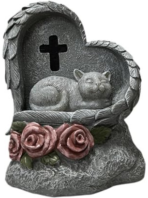 KESOTO Estatua de Mascota en Resina para Jardín con Marcador de Tumba, Gato, Individual
