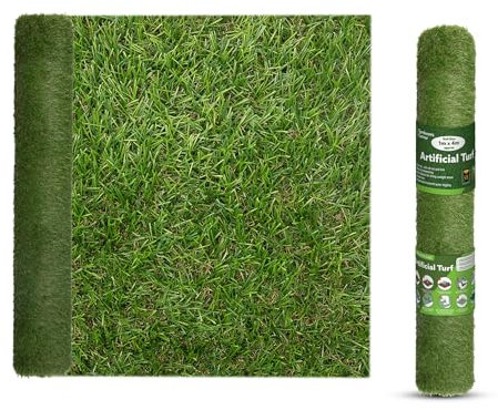 BONAIFDE 1 x 4m Artificial Grass Roll, 20mm Pile High Non Fade Artificial Grass Pile Roll, Natural Looking Fake Lawn Astro Turf High Density Fake Faux Grass Turf Mat Floor for Outdoor Indoor