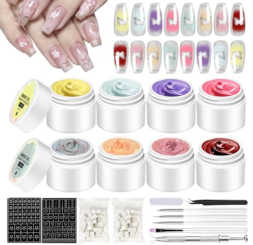 Blekningsgel - Gradient Paint Gel | Nageldesignspalett 8 färger tillbehör konst manikyr