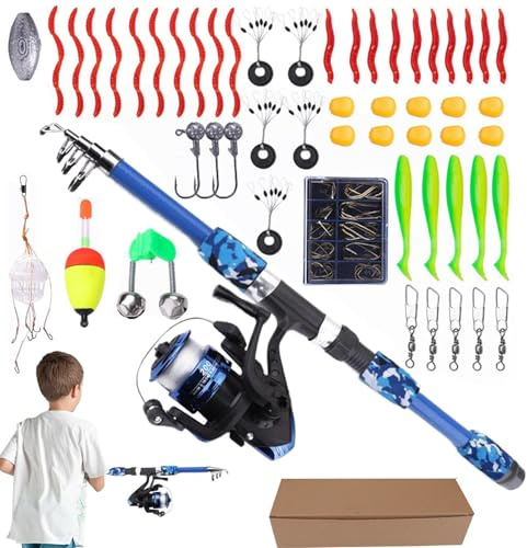 Ensemble De Pêche pour Garçons,Équipement De Pêche pour Débutants - Set De Canne À pour Tout-Petits | pour Groupes Camping Plage Parc Anniversaire Eau Douce Eau Salée Lacs Rivières
