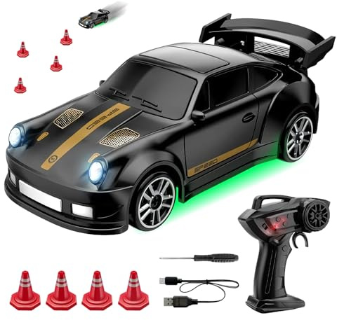 Rc Drift Car, 1:64 High Speed Remote Control Racing Car For Kids, 4WD 2.4GHz Mini Remote Controlled Drift Cars With Cool Light, Type-C Charging, Ergonomic Realistic Racing Auto For Teens Boys Girls