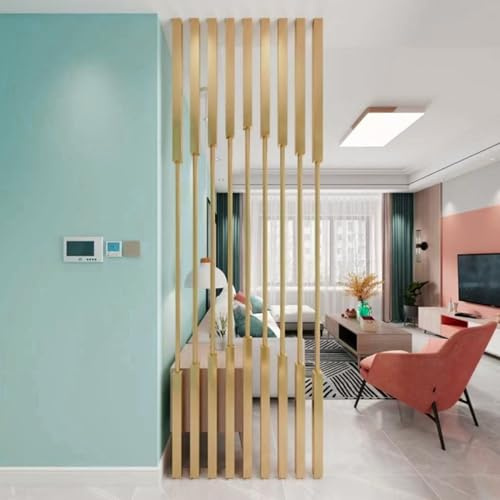 Divisor de habitación moderno – 8 piezas de listones de metal en D partición de piso a techo para sala de estar y lugar de trabajo, columnas de pared elegantes de poste de 290 cm/114 pulgadas/2.9 m