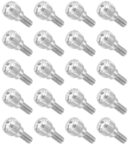 QUARKZMAN 20 st tumskruvar M4 x 8 mm för datorhölje, förnicklad kolstål, räfflad, räfflad för datorskydd, moderkort, fläktskruvar (silver)