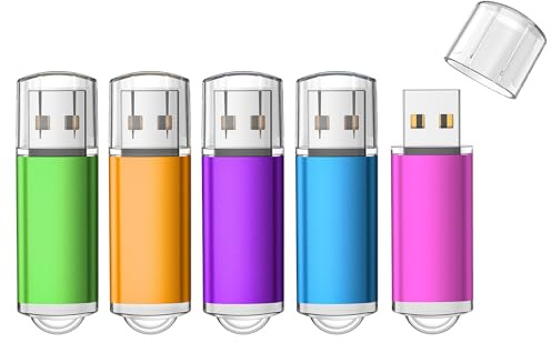 JOIOT Lot de 5 Clés USB 32Go Imperméable aux éclaboussures - Clef USB Flash Drive 2.0, Couleurs Assorties, Compacte et Portable pour PC, Ordinateur Portable - Stockage de Données Quotidien