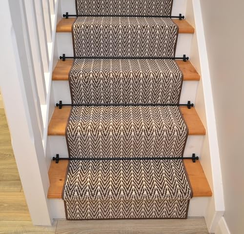 Luna Brown Herringbone Cut to Size Long Narrow Hallway Stair Stairway Carpets Runner Rugs