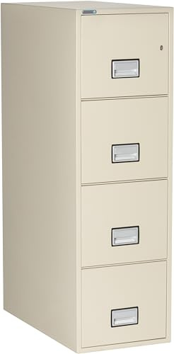 Phoenix Safe 31 inch 4-Drawer Vertical Fireproof File Cabinet – Letter Size Filing – Key Lock – Water Resistant Seal – Fire and Impact Rated – Putty Finish – Model LTR4W31P