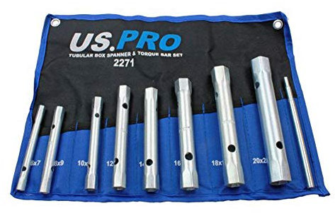 BERGEN 8PC Tubular Box Spanner + Torque Bar Set 1993