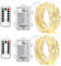 BXROIU 2 x50Leds Silbernedraht Micro LED Lichterkette Batteriebetrieb 8 Programm (Warm weiß), 2 Stück (1er Pack)