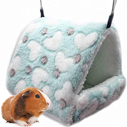 LeerKing Kleintiere Kuschelhöhle | Plüsch Behausung & Hängematte | Kuschelbett Nest für Meerschweinchen, Ratten, Hamster, Frettchen & Nager – Sicheres Schlafplatz Grün L
