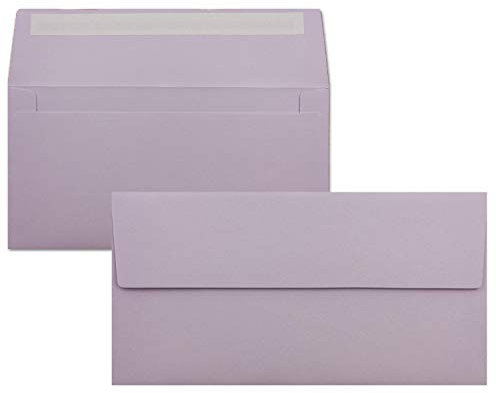 100 Brief-Umschläge DIN Lang - Lila - 110 g/m² - 11 x 22 cm - sehr formstabil - Haftklebung - Qualitätsmarke: FarbenFroh by GUSTAV NEUSER