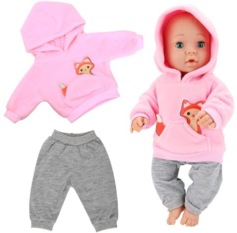 Miunana Abito Con Cappuccio + Pantaloni Per New Born 35 CM-45 CM (14 Pollici-18 Pollici) Baby Dolls Bambola, Bebé Bambolotti (NON INCLUDE BAMBOLA)