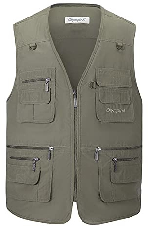 Hwalleum Hommes Léger Loisirs Gilets De Plein air, Homme Multi-Poches Gilet Casual Gilet Veste de Sport Journaliste Respirant Durable sans Manche Veste pour Camping Pêche Chasse Photographie