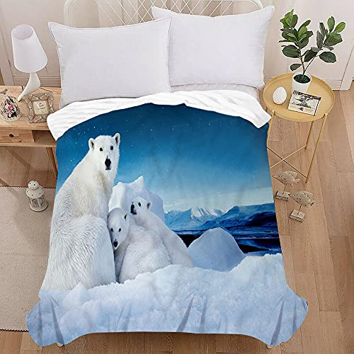 Plaid Couverture Polaire en Flanelle, Treer 3D Animal Imprimé Couverture de Canapé Jeté de Lit Couverture de Voyage Douce et Chaude pour Adultes et Enfants (Ours Polaire,150X200cm)