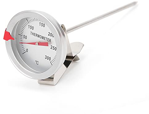 Friteringstermometer, Kökstermometer i Rostfritt Stål, Omedelbar Läsbar Oljetermometer med Klämma, Urtavlor för Fritering/grill/kalkon/godis/kaffe(15 cm)
