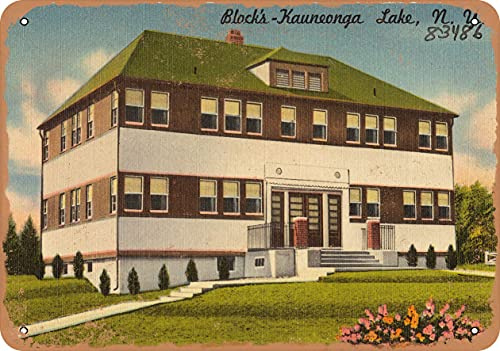 10 x 14 METAL SIGN - New York Postcard - Block's - Kauneonga Lake, N. Y. - Vintage Rusty Look