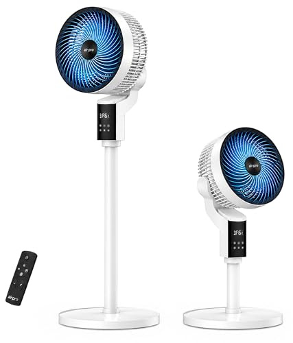 Air Pro 12 Pedestal Fan SmartVoice™ & Remote Control 3D Oscillation 12 HR Timer Quiet Copper Motor Air Cooling & Circulator Height Adjustable Fan- Small Fan with 6 Speeds 4 Modes Office Home Bedroom