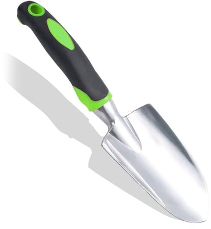 Truelle de jardin et truelle de jardinage antidérapante à la main, pelle large pointue avec poignée ergonomique en caoutchouc souple antidérapant pour désherber, transplanter, creuser dans les