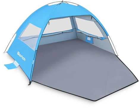 Gorich Strandzelt für 3 Personen, Strand Sonnenschutzzelt mit UPF 50+ UV-Schutz, leicht & einfach aufzustellen, Campingzelt für Familie, Strand, Angeln Outdoor