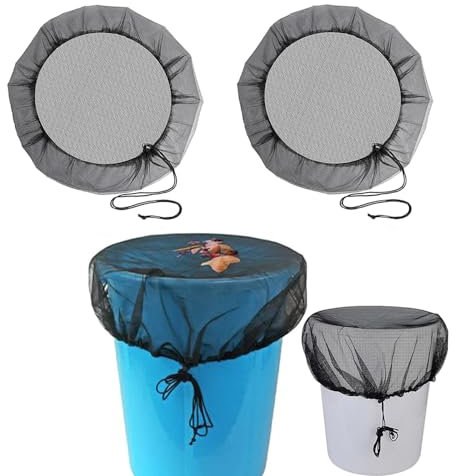 2 Pièces Filet pour citerne de Pluie,80cm Filet de Protection réglable,Filet de Protection pour Les tonneaux de Pluie,Bâche de qualité supérieure,Housses en Maille pour tonneau de Pluie
