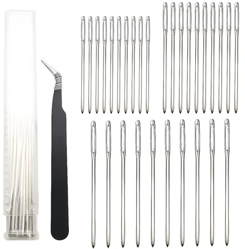 Aiguilles Coudre, Dujelixa Aiguilles Laine Argent, Aiguilles Repriser (10pièces* 2,0*70mm+10pièces*2,0* 60mm+10pièces*1,25*52mm)+Pincettes à coude, aiguilles adaptées la broderie au ruban, aux pulls