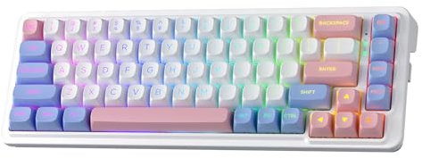 Redragon K709 PRO 65% Wireless Gasket RGB Gaming Keyboard, 68 Keys Hot-Swap Compact Mechanical Keyboard w/Free-Mod Socket, 5-Layer Noise Dampening & Round PBT Keycaps, Quiet Custom Linear Switch